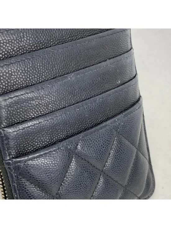 Chanel Wallet Quilted Caviar Leather Black Champagne Gold - Picture 6 of 9